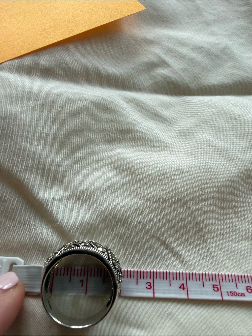 Sterling Silver Marcasite Geometric Wide Band Ring 925